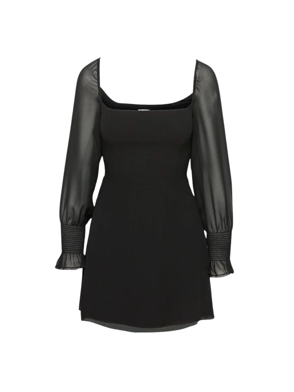 Aritzia Wilfred Black Square Neck Sheer Sleeve Mini Dress Emmylou